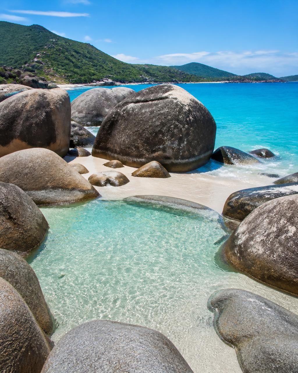 Granite boulders forming clear tidal pools at The Baths on Virgin Gorda