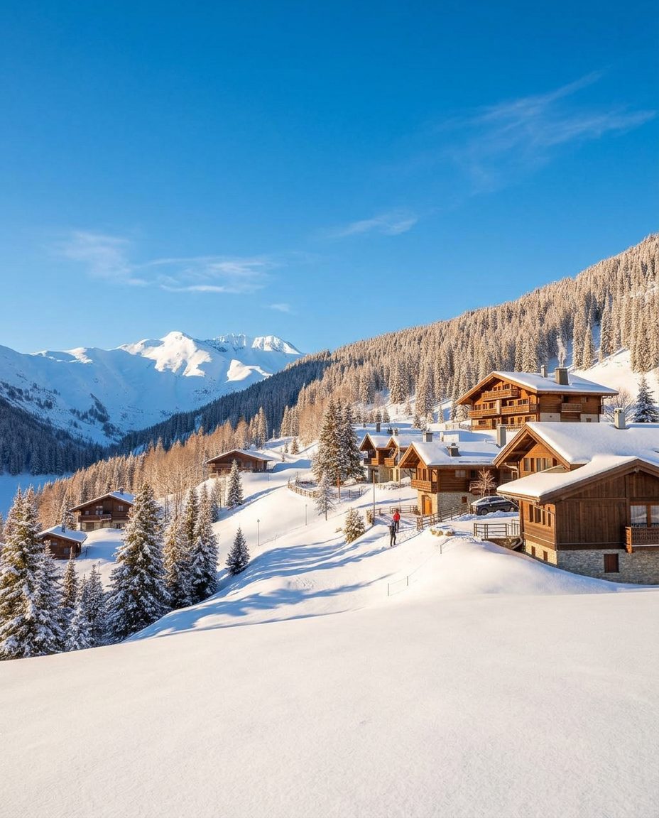 Snow-covered mountains in Courchevel