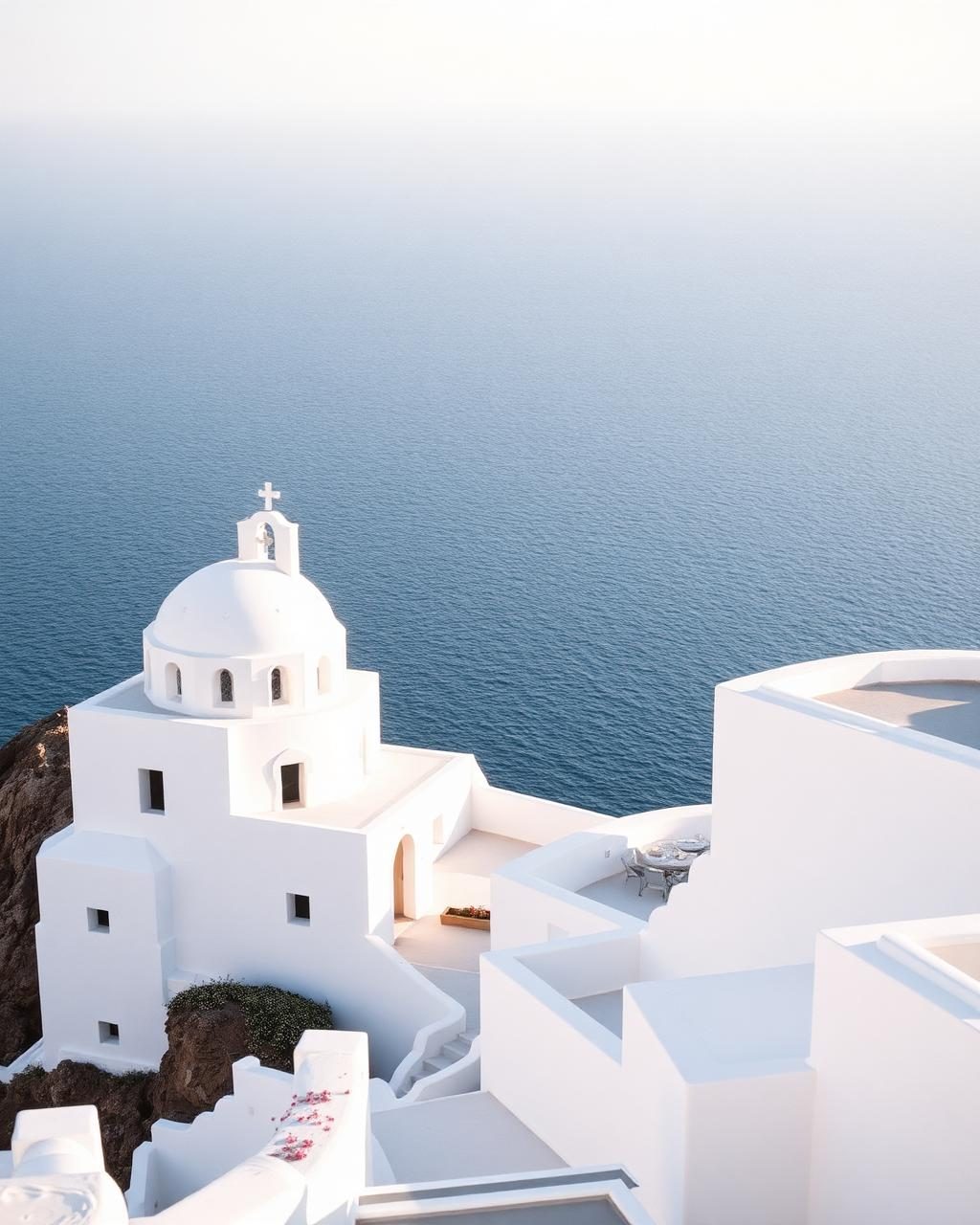 White buildings overlooking the sea in Mykonos