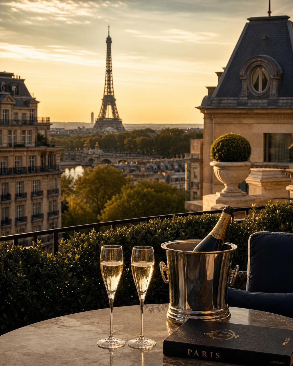 Paris rooftops and the Eiffel Tower