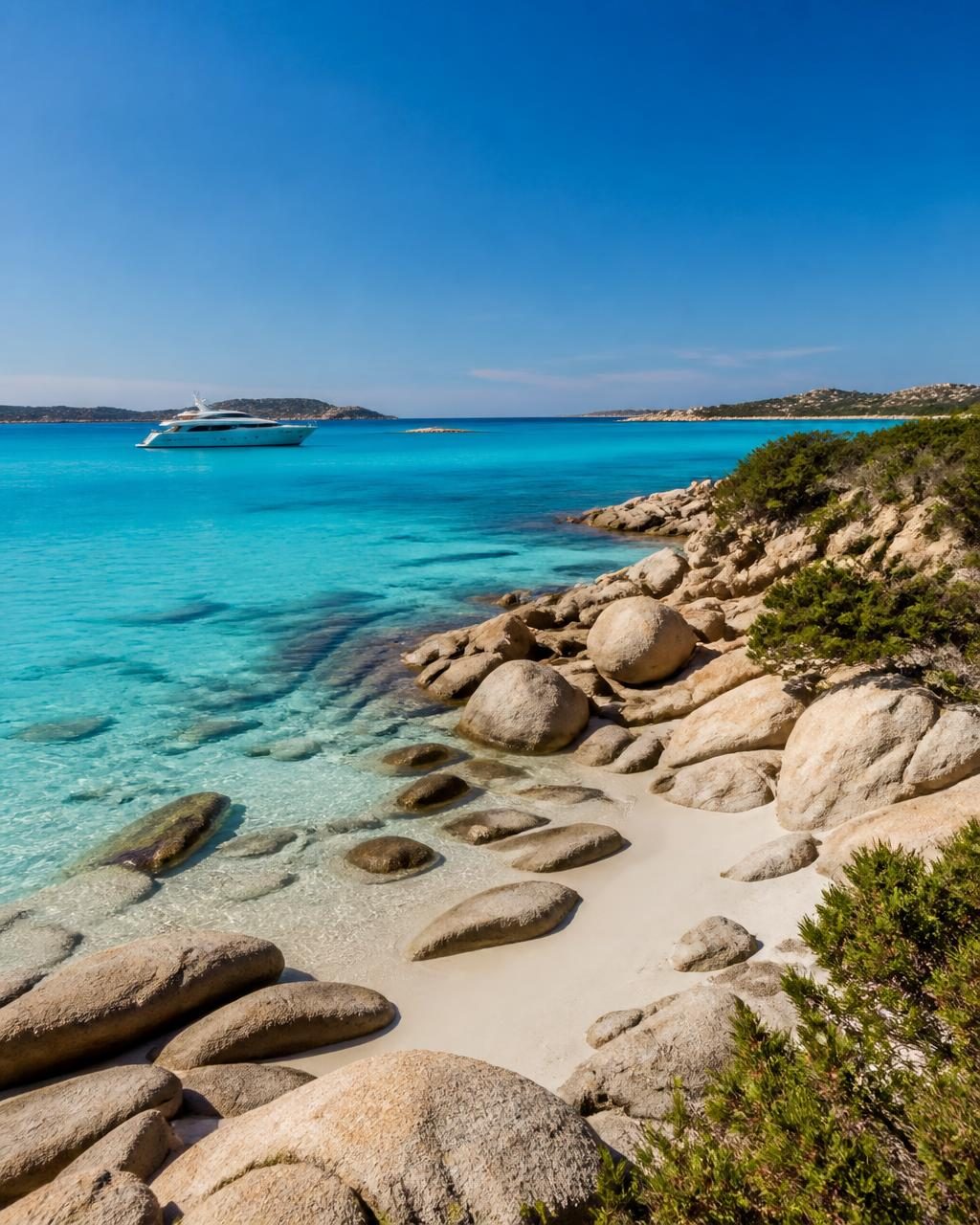 Granite boulders and brilliant turquoise shallows on Sardinia's Costa Smeralda
